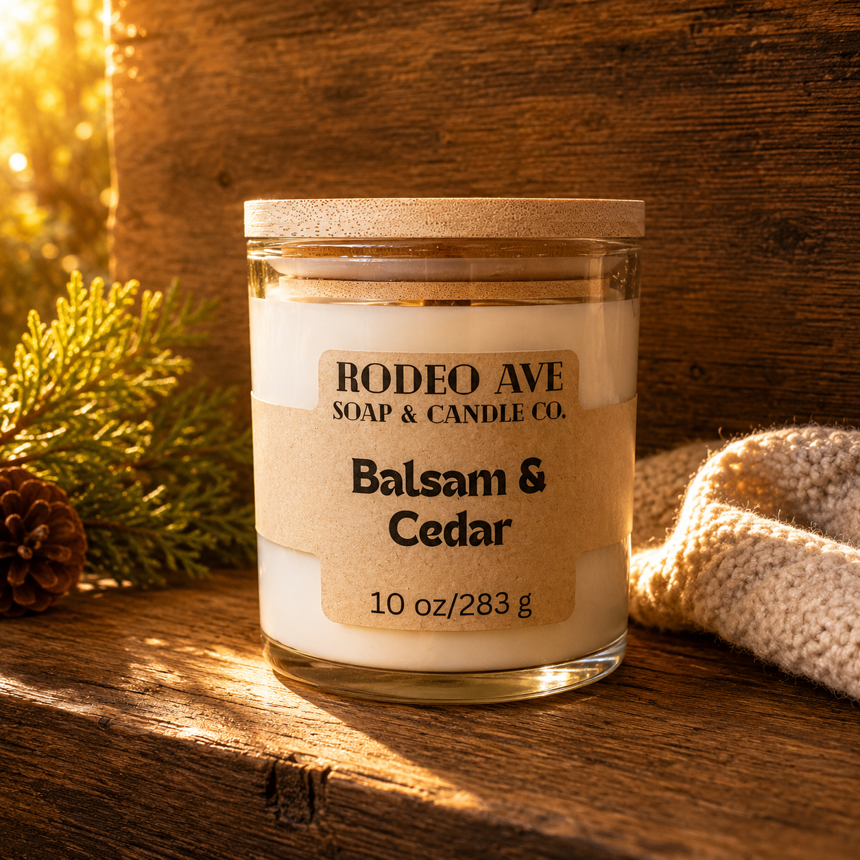 Balsam and Cedar scented candle